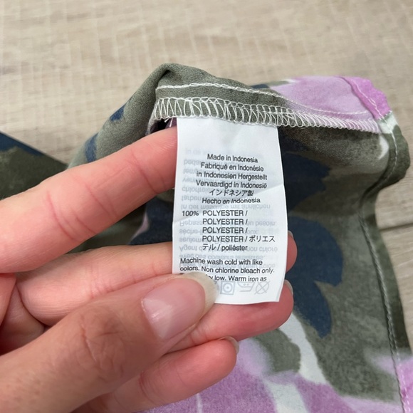 J. CREW MERCANTILE purple & green floral watercolor off the shoulder blouse L - Picture 10 of 11